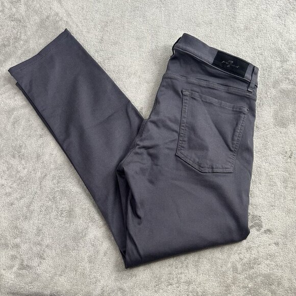 7 for all Mankind Slimmy Jeans Mens 32 Luxe Sport Slim Straight Leg Pants Gray - Picture 1 of 16